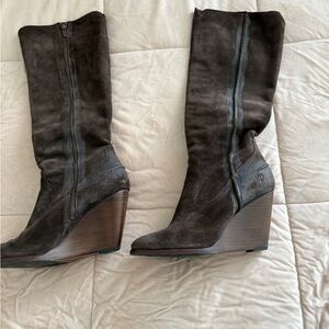 Frye cece seam tall wedge boots in brown Size 10 Used with marks, see photos